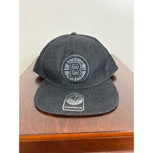 NWT Boston Bruins black on black StrapBack 47 brand